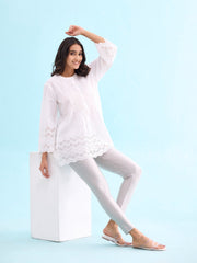 Silver Shimmer Ankle-Length Leggings – Skinny Fit