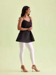 White Shimmer Ankle-Length Leggings – Skinny Fit – Slip-On