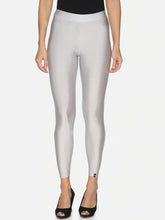 Silver Skinny Fit Nylon Elastane Leggings – Ankle Length – Shimmer Fabric