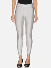 Silver Skinny Fit Nylon Elastane Leggings – Ankle Length – Shimmer Fabric