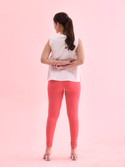Pink Cotton Churidar Leggings – Slip-On – Skinny Fit