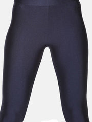 Navy Blue Solid Nylon Elastane Leggings – Ankle Length – Shimmer Finish