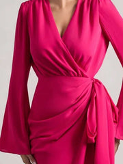 Pink Flared Polycrepe Top