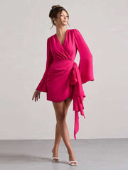 Pink Flared Polycrepe Top