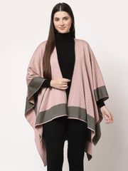 Pink & Grey Printed Acrylic Shrug – Open Front – Long Sleeves