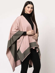 Pink & Grey Printed Acrylic Shrug – Open Front – Long Sleeves