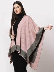 Pink & Grey Printed Acrylic Shrug – Open Front – Long Sleeves