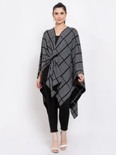 Grey & Black Checked Cotton Shrug – Open Front – Asymmetric Hem