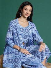 Multicolor Printed Polyester Co-Ord Set – Shoulder Straps – Open Front Shrug