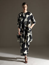 Black & White Straight Pure Cotton Kurta Set – Round Neck – Abstract Print