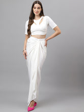 White Solid Cotton Blend Co-Ord Set – Round Neck – Flared Hem