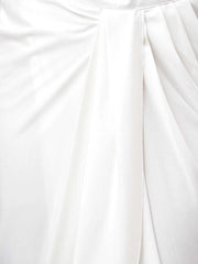 White Solid Cotton Blend Co-Ord Set – Round Neck – Flared Hem