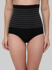 Black High Waist Polyamide Spandex Tummy Shaper – Seamless – Patterned