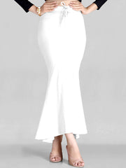 White Solid Polyester Blend Saree Shapewear – Elastic Waistband – Fish Cut
