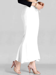 White Solid Polyester Blend Saree Shapewear – Elastic Waistband – Fish Cut