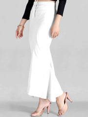 White Solid Polyester Blend Saree Shapewear – Elastic Waistband – Fish Cut