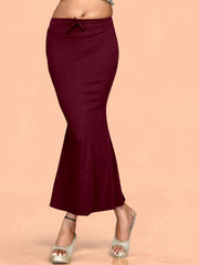Burgundy Solid Cotton Lycra Saree Shapewear – Mid Rise – Elasticated Waistband