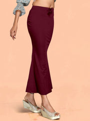 Burgundy Solid Cotton Lycra Saree Shapewear – Mid Rise – Elasticated Waistband