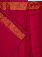 Pink Solid Poly Chiffon Saree – Woven Zari Border – Zari Work
