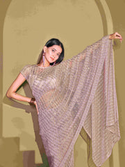 Pink Ready to Wear Lycra Saree – No Border – Sequinned Embellished