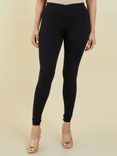 Black Solid Cotton Blend Churidar – Mid-Rise – Slip-On