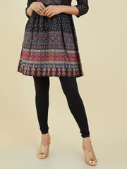 Black Solid Cotton Blend Churidar – Mid-Rise – Slip-On