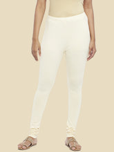 Off-White Solid Cotton Spandex Churidar – Slip-On Closure