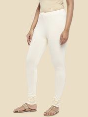 Off-White Solid Cotton Spandex Churidar – Slip-On Closure