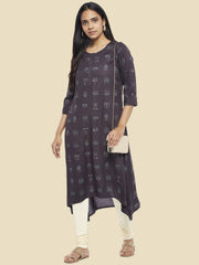 Off-White Solid Cotton Spandex Churidar – Slip-On Closure