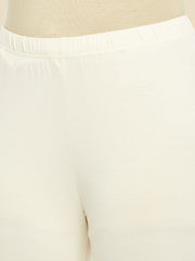 Off-White Solid Cotton Spandex Churidar – Slip-On Closure