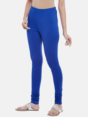 Blue Solid Cotton Churidar – Slip-On Closure