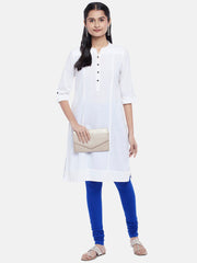 Blue Solid Cotton Churidar – Slip-On Closure