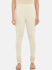 Cream Solid Cotton Churidhar – Slip-On – Elasticated Waistband