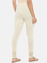 Cream Solid Cotton Churidhar – Slip-On – Elasticated Waistband