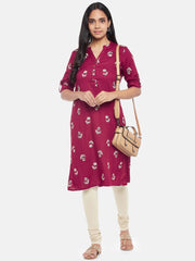 Cream Solid Cotton Churidhar – Slip-On – Elasticated Waistband