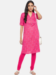 Pink Solid Cotton Blend Churidhar – Slip-On Closure