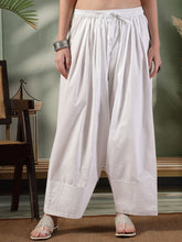 White Solid Cotton Farshi Salwar – Wide Bottom – Thread Work