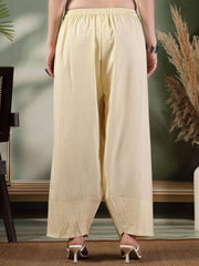 Cream Solid Cotton Farshi Salwar – Slip-On – Thread Work