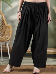 Black Solid Cotton Farshi Salwar – Slip-On – Plain