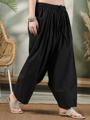 Black Solid Cotton Farshi Salwar – Slip-On – Plain