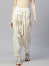 Off-White Solid Pure Cotton Salwar – Slip-On – Lace Border