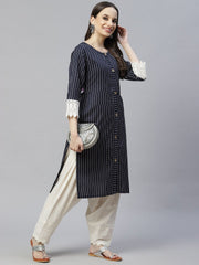 Off-White Solid Pure Cotton Salwar – Slip-On – Lace Border