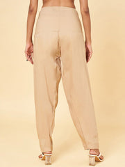 Beige Straight-Fit Cotton Salwar – Pleated Front – Solid