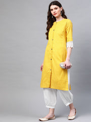 White Solid Pure Cotton Cropped Afghan Salwar – Drawstring Closure