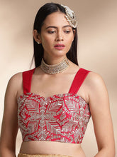 Rani & Silver Satin Saree Blouse – Sweetheart Neck – Thread Embroidered