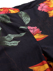 Black & Multicolour Floral Printed Viscose Rayon Co-Ord Set – Round Neck – Printed