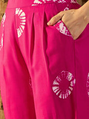 Pink Dyed Viscose Rayon Co-Ord Set – V-Neck Coat – Button Closure