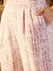 Lavender Printed Viscose Rayon Co-ord Set – V-Neck Waist Coat – Button Closure