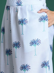 Printed Polyester Co-Ord Set – V-Neck Waistcoat Top – Button Detail