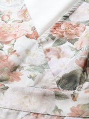 Floral A-Line Chiffon Dress – Round Neck – Frill Hem